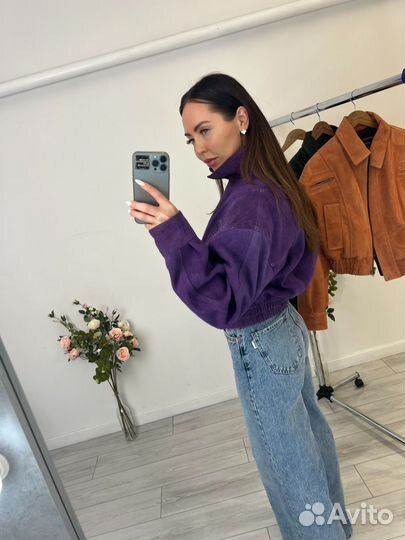 Куртка бомбер из натуральной замши