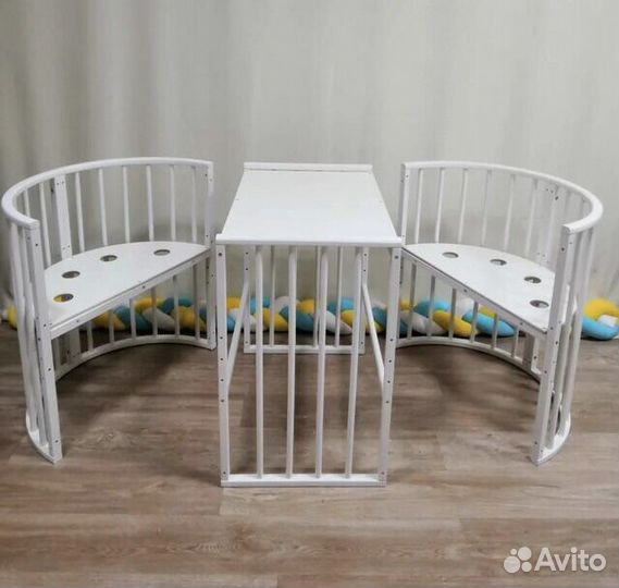 Кроватка трансформер 7 в1 Mika ART круглые ламели