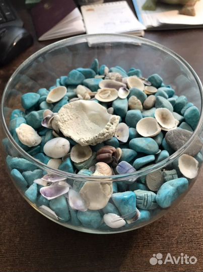 Стеклянная ваза+камни. Для флористов