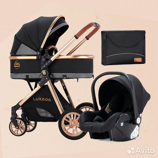 Коляска трансформер 2в1 и 3 в 1 Luxmom черный