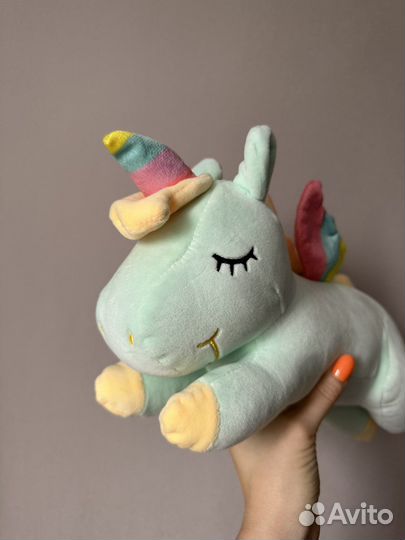 Мягкая игрушка единорог голубого цвета