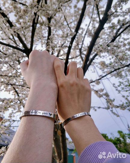 Браслеты с гравировкой парные (индивидуальный рису