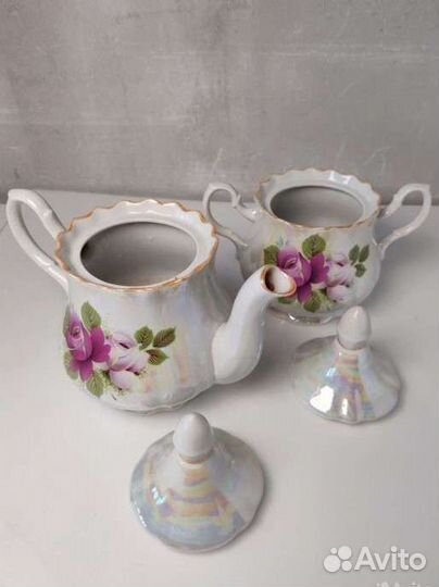 Заварочный чайник и сахарница, СССР, фарфор