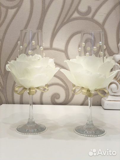 Свадебные бокалы ручной работы