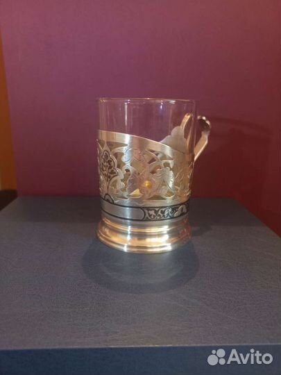 Серебряный подстаканник 875-й пробы СССР Кубачи