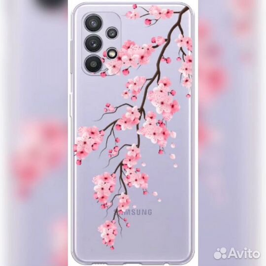Чехол на Samsung a32 силиконовый Розовая Сакура