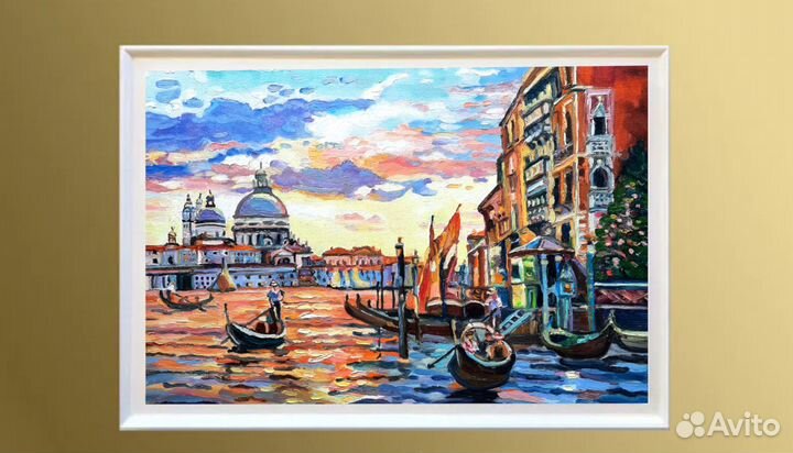 Картина маслом Вечерняя Венеция холст 30см на40см