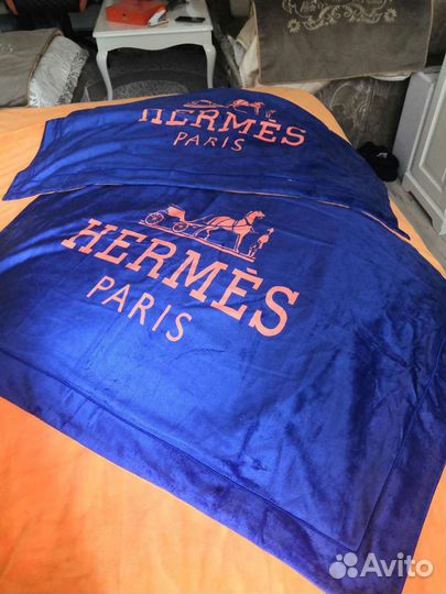 Постельное белье Hermes, велюр, евро, новое