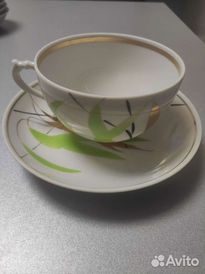 Чайный сервиз Пальма, фарфор золочение Дулево СССР