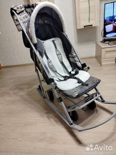 Детские санки коляска с колесами