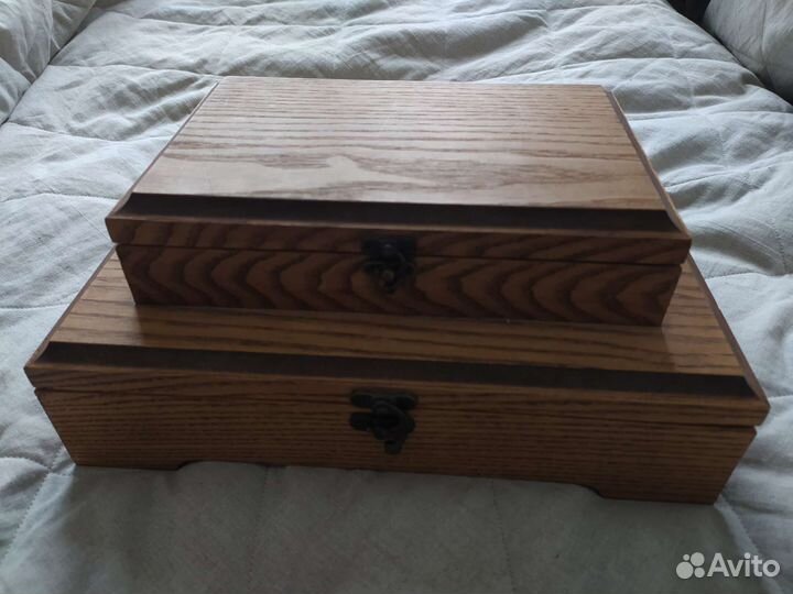 Деревянная шкатулка из ясеня двухуровневая