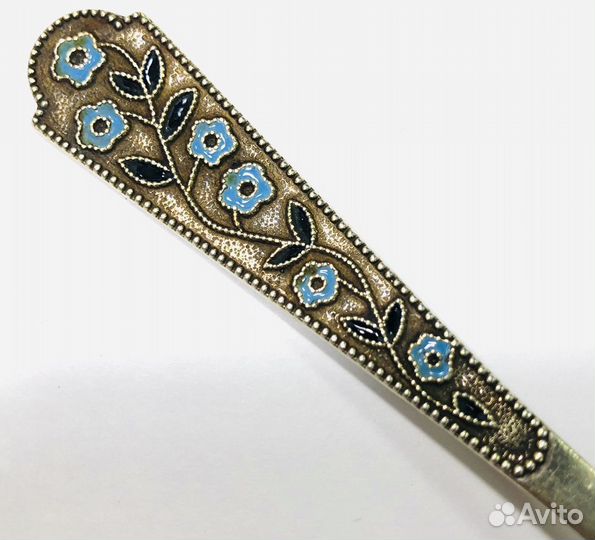 Ложка чайная серебро 875 эмаль позолота