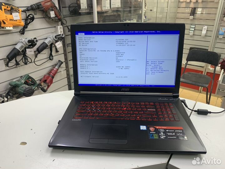 Щ62 ноутбу MSI GL72M