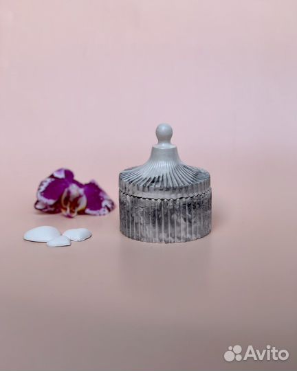 Шкатулка из гипса / подсвечнник с крышкой