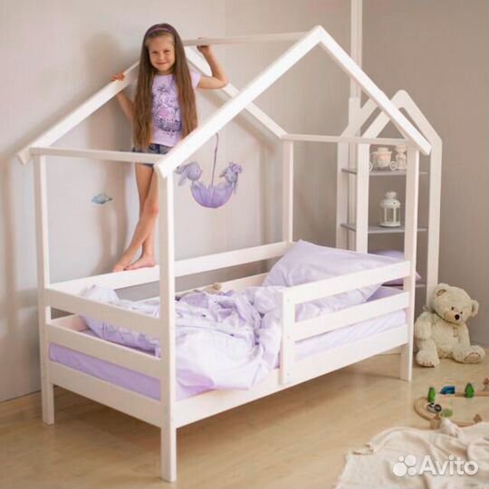 Кроватка MY place высокий борт берёзаТеремок детск