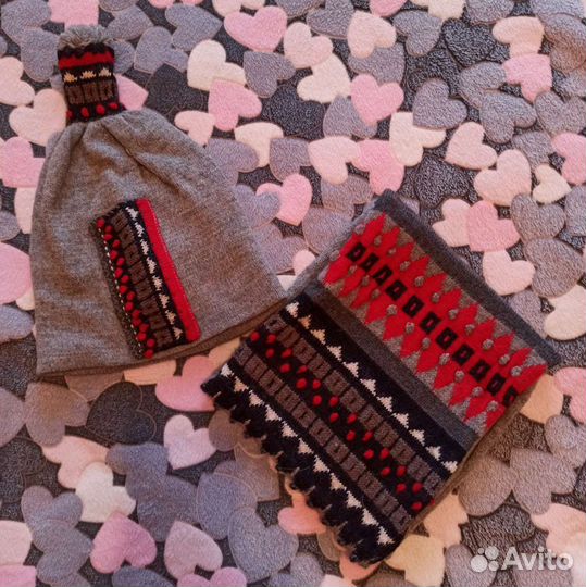Шапка + шарф фемели лук