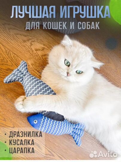 Мягкая игрушка для кошек с мятой рыбка и для собак