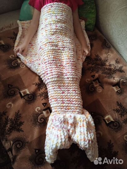 Эксклюзив. плюшевый плед-110-70, хвост русалки