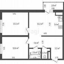 3-к. квартира, 57,5 м², 11/20 эт.