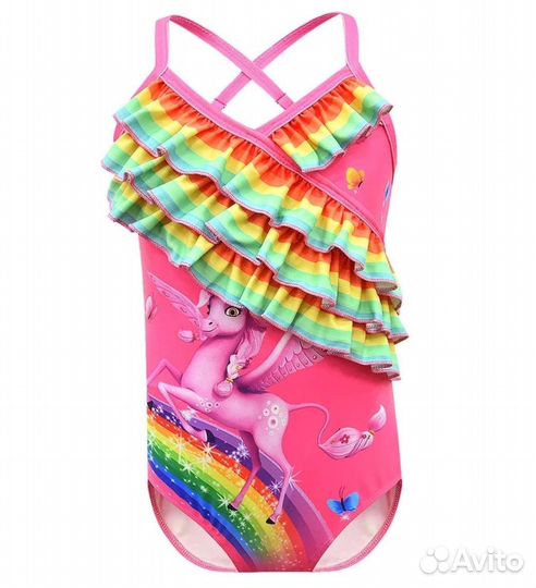 Слитный Детский купальник для девочки Новый 7-8 л