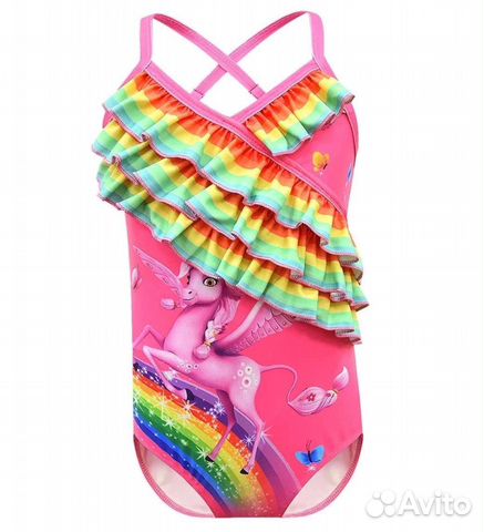Слитный Детский купальник для девочки Новый 7-8 л