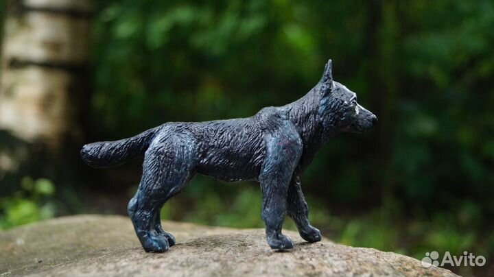 Фигурка волка самолеп собаки ручная работа глины
