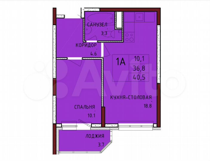 1-к. квартира, 40,5 м², 14/16 эт.