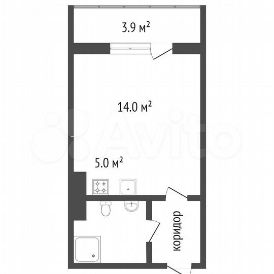 Квартира-студия, 23,7 м², 1/4 эт.
