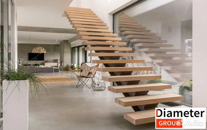 П образная лестница на косоурах