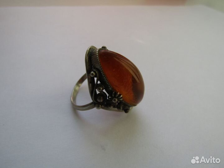 Винтажное кольцо С янтарем СССР