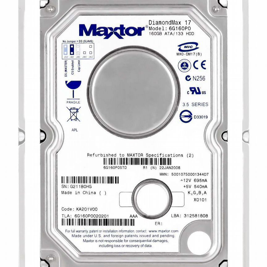 [6G160P0] Жесткий Диск Maxtor 160gb 7200 Ide 3.5" 6g160p0