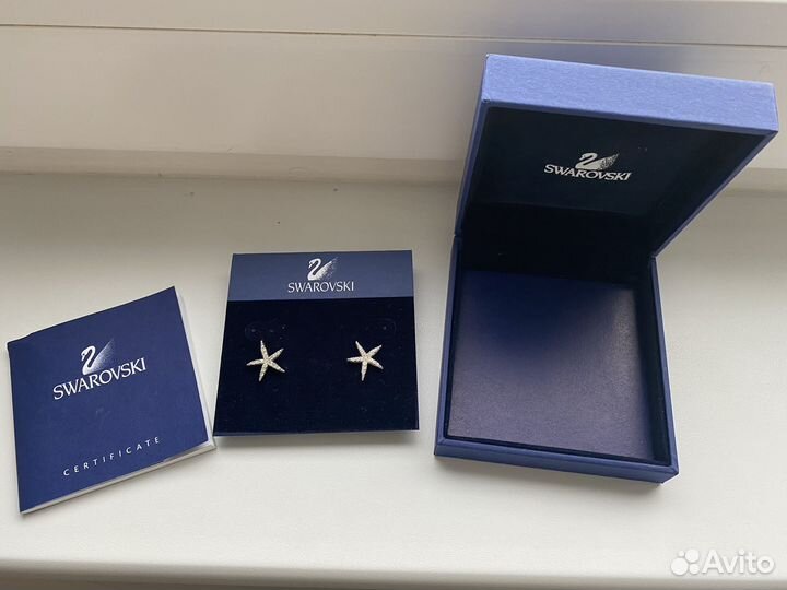 Пусеты звездочки swarovski