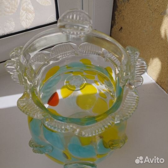 Конфетница цветное стекло СССР