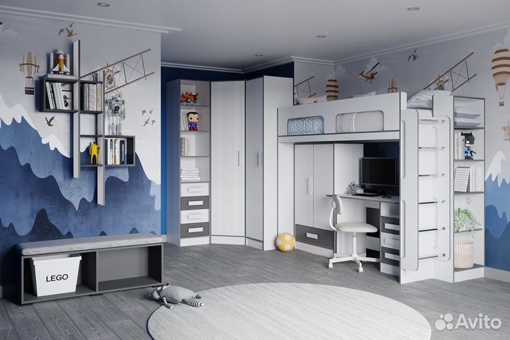 Тэбби Стол письменный белый/графит серый