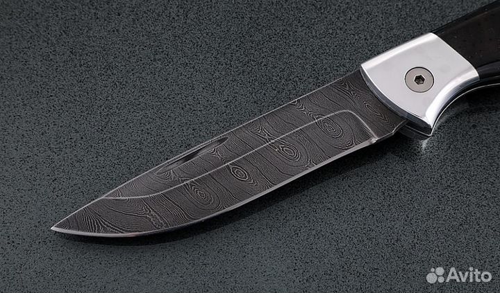 Складной нож Лиса, сталь дамаск, рукоять накладки