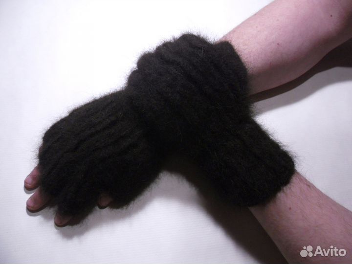 Митенки мужские из собачьей шерсти Магия чёрного