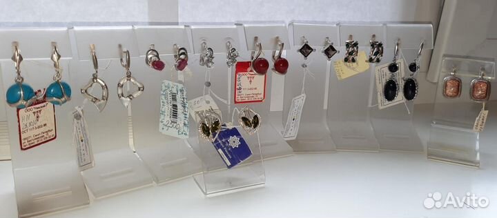 Серьги:рубин,янтарь,аметист,коралл,сапфир