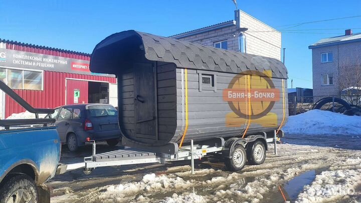 Баня бочка на прицепе