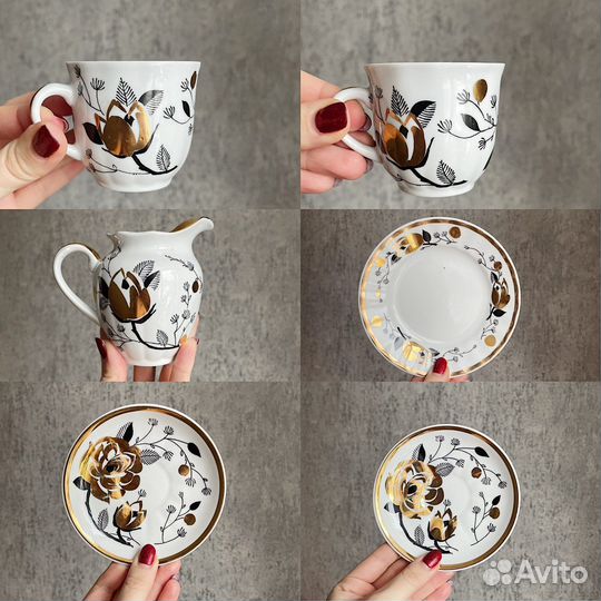 Кофейный сервиз Золотая Роза Вербилки по предметам