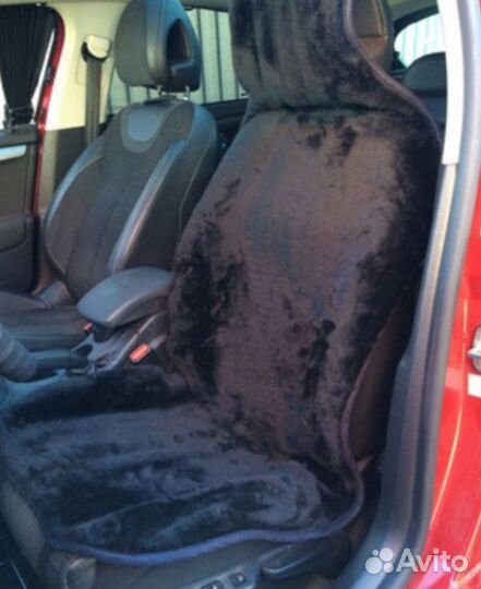 Накидка на сиденье (овечья шерсть 60 проц ) чёрная