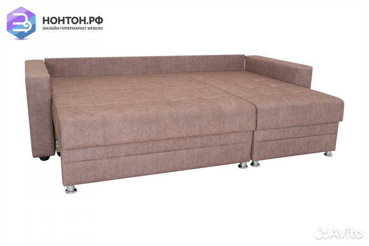 Диван угловой тик-так Гамбург коричневый