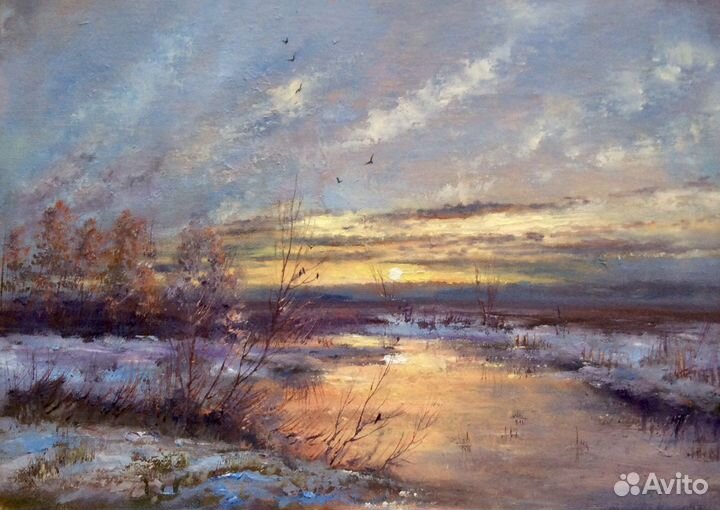 Картина маслом Весенний перезвон, пейзаж