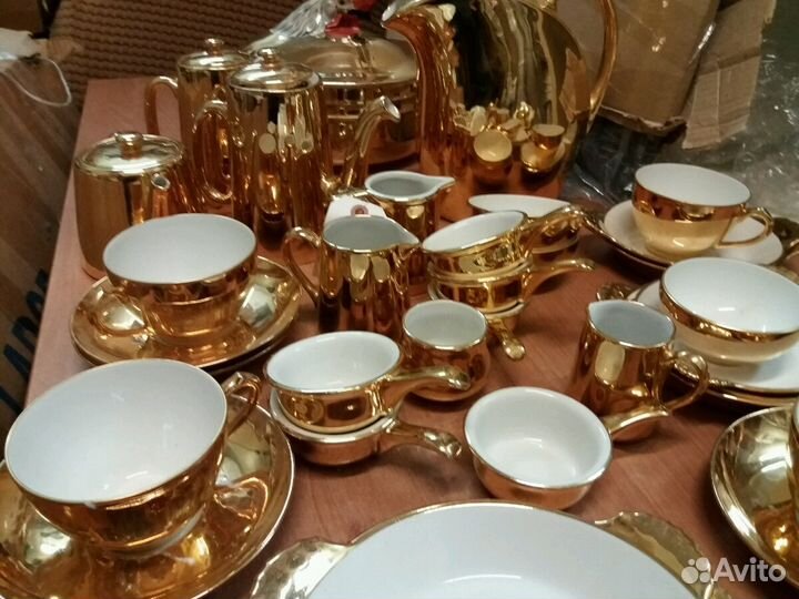 Сервиз французский антикварный золотой Арт Деко