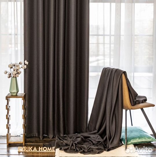 Комплект Шторы + Тюль Орфей Шоколад и Вуаль