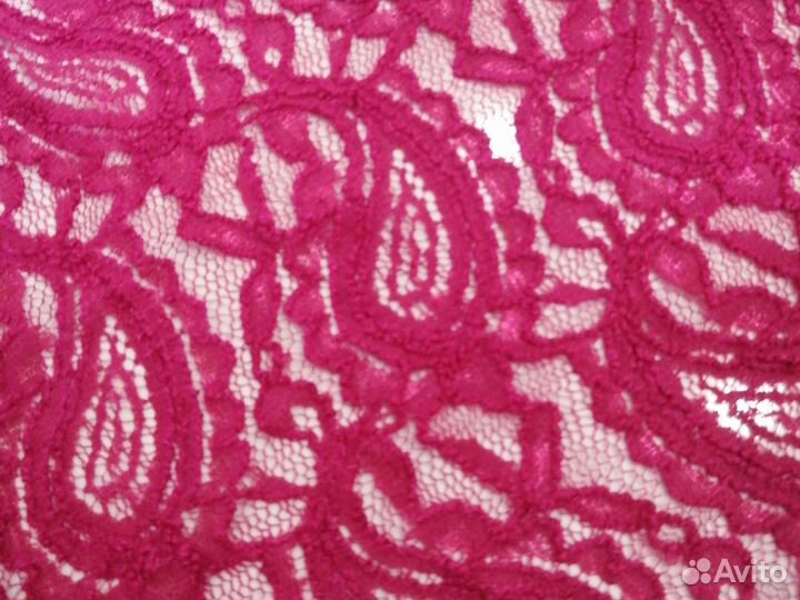 Отрез ткани кулирка хб Фиолетовое кружево, гипюр