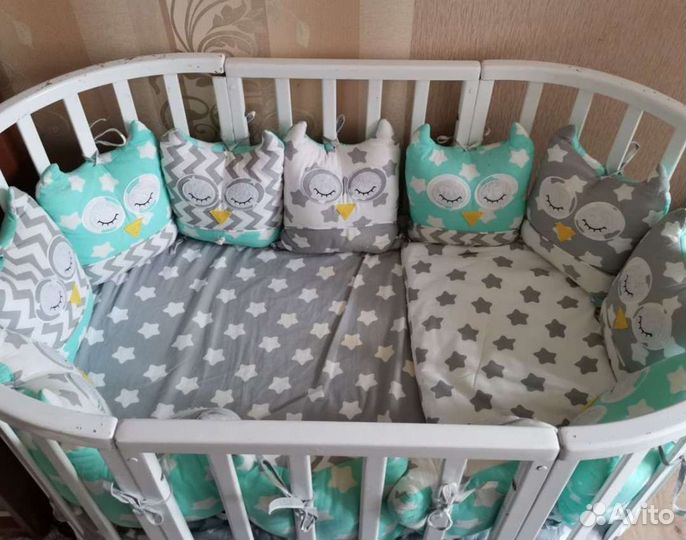 Бортики в детскую кроватку 12 подушек