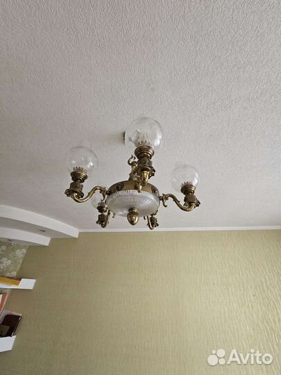 Люстра старинная бронза хрусталь