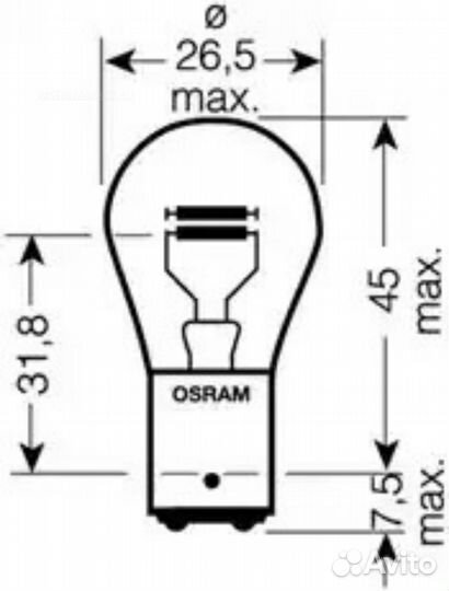 Osram 7225 Лампа P21/4W 12V 21/4W BAZ15d original line качество оригинальной з/ч (оем) 1 шт