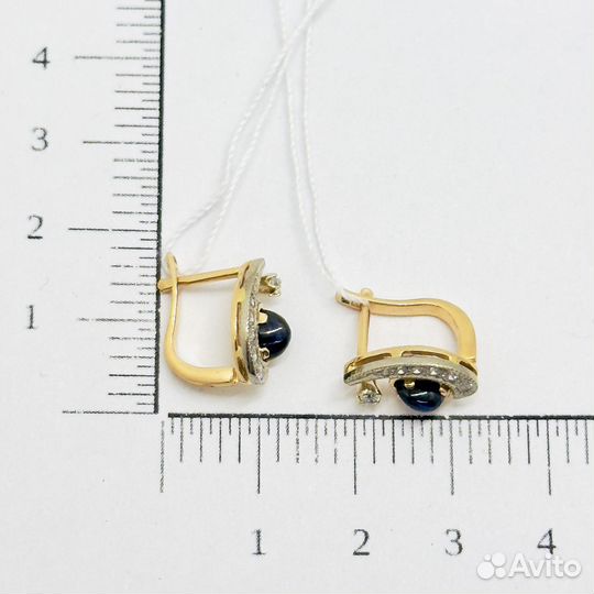 Золотые серьги с фианитом