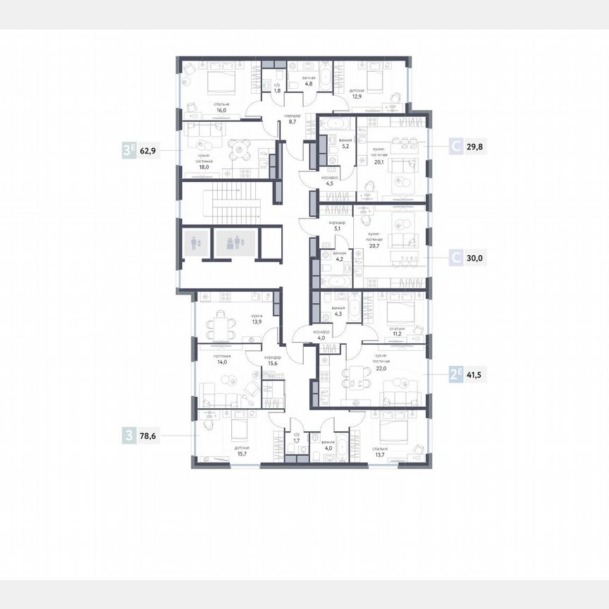 3-к. квартира, 62,2 м², 4/25 эт.